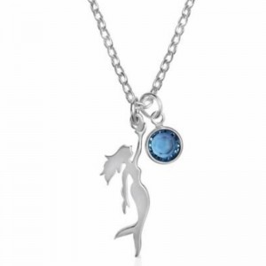Meerjungfrau Edelstein Anhänger Ozeanblau Halskette 925 Sterling Silber