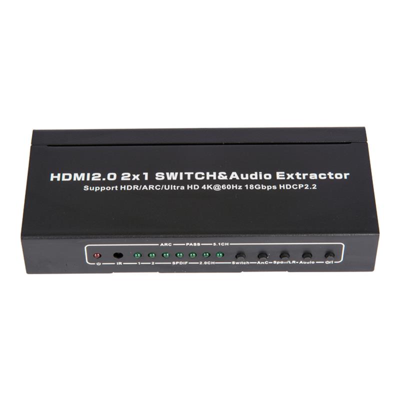 V2.0 HDMI 2x1 Switcher & Audio Extractor Unterstützung ARC Ultra HD 4Kx2K @ 60Hz HDCP2.2 18Gbps