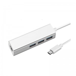 USB Typ C zu LAN (1000M) + USB 3.0x3 Hub Adapter