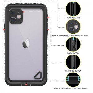 Neuer pc + tpe + pet wasserdichter staubdichter schneesicherer Telefon-Zusatz-Fall für iphone 11 (blaue) transparente rückseitige Abdeckung