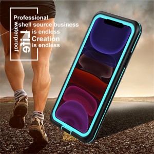 Neuer pc + tpe + pet wasserdichter staubdichter schneesicherer Telefon-Zusatz-Fall für iphone 11 (blaue) transparente rückseitige Abdeckung