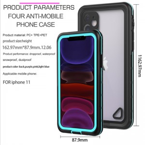 Bester wasserdichter iphone 11-Gehäuse für iphone11 wterproof puch für iphone (blau) mit transparenter Rückendeckung