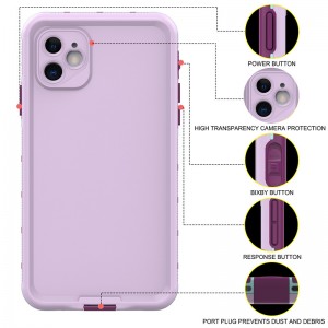 iphone 11 wasserdicht Gehäuse vollständig wasserdicht iphone 11 Gehäuse Imprägnierung (lila) mit fester Farbe Rückendeckung