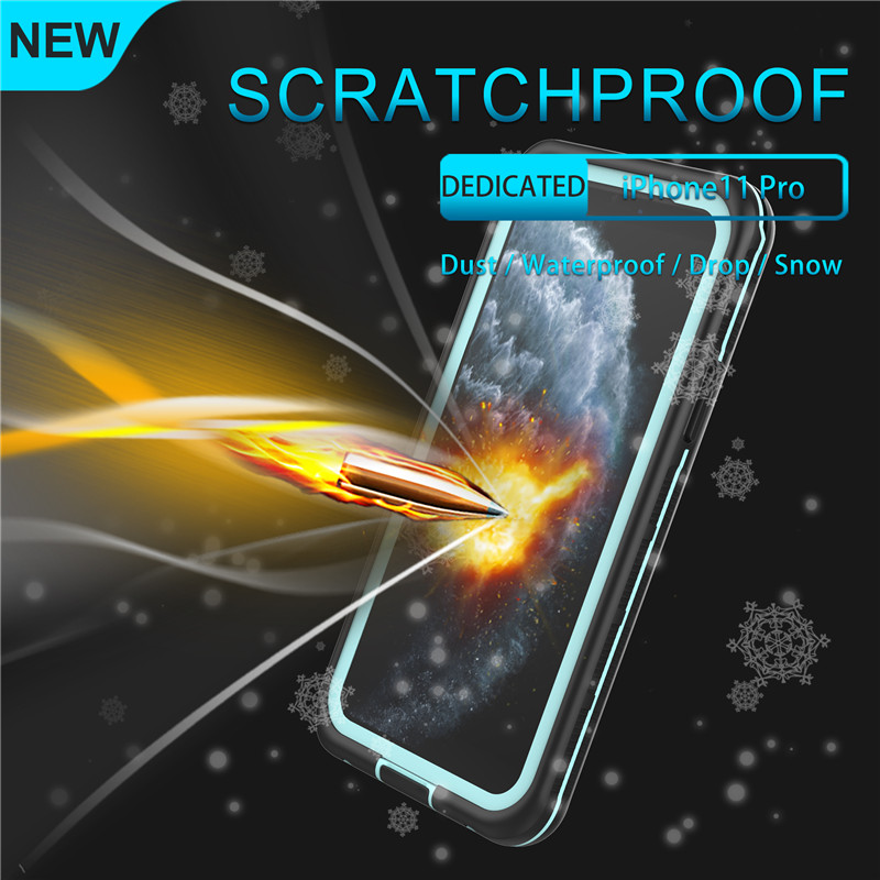 Wasserdichte Handyhülle für das beste iPhone 11 Pro wasserdichtes, lebensfestes, wasserdichtes iPhone 11 Pro (blau) mit transparenter Rückseite