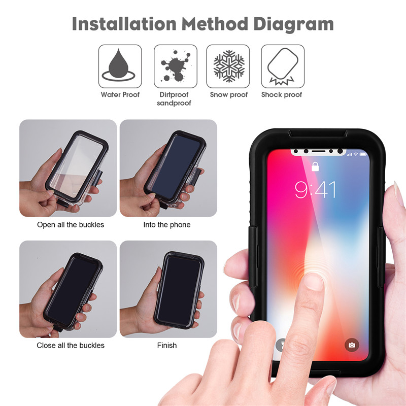 Unterwassergehäuse Handy iPhone XS Unterwassergehäuse billig stoßfestes iPhone Case (schwarz)