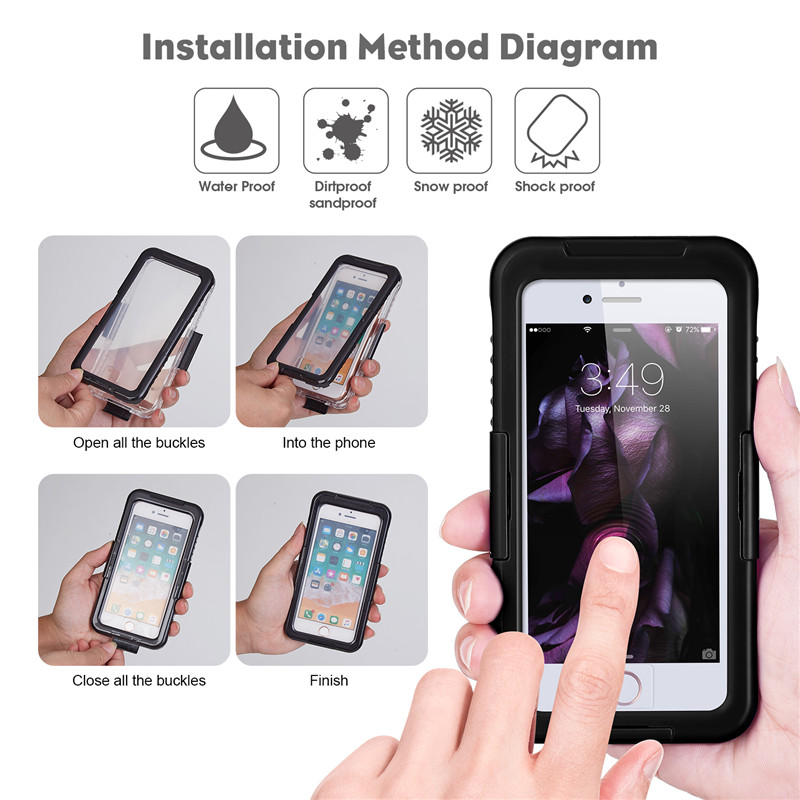 Neue lebenssichere Fall iphone 8 plus schneebedeckter iphone case beste wasserdichte 8 plus case () Black)