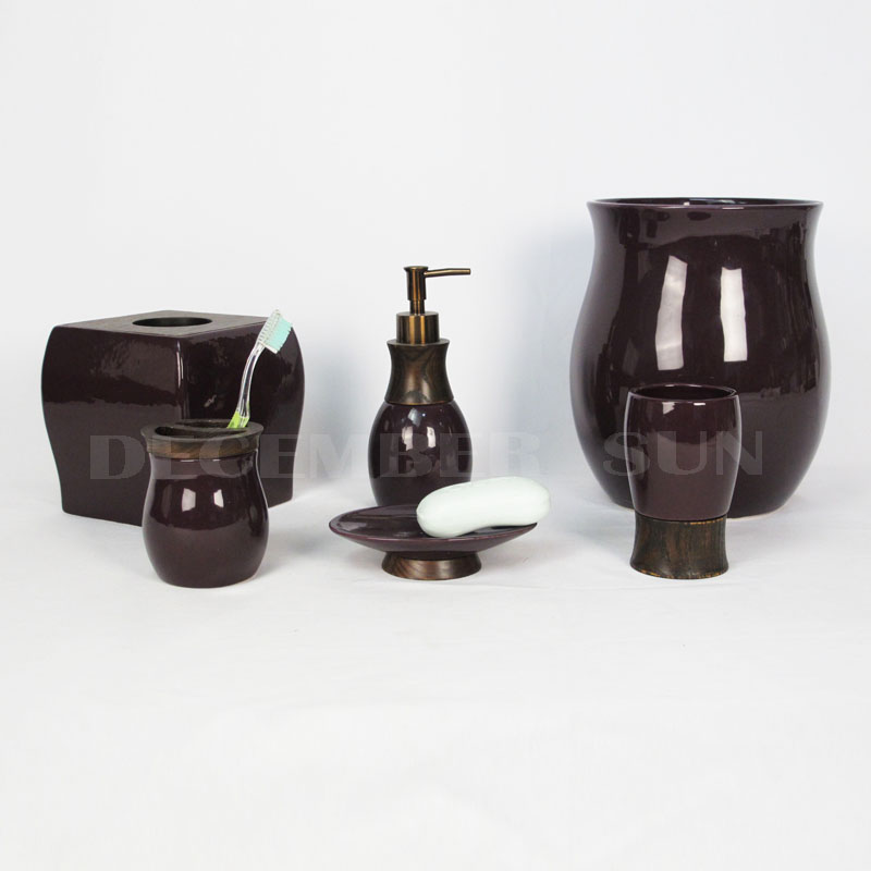 Keramik mit Holzteilen Badezimmer Zubehör Bad Set