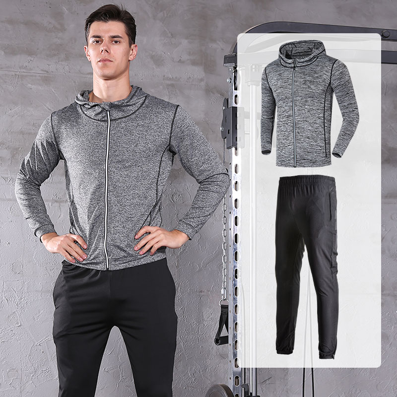 FDMM022-Men's Sports Running Set Outwear Hoodie+ Pants