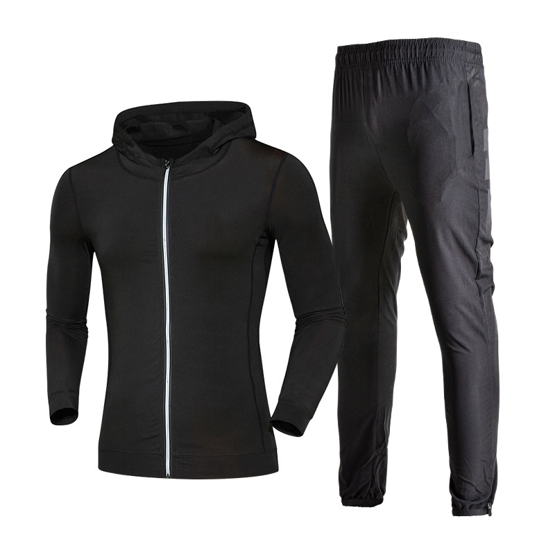 FDMM022-Men's Sports Running Set Outwear Hoodie+ Pants