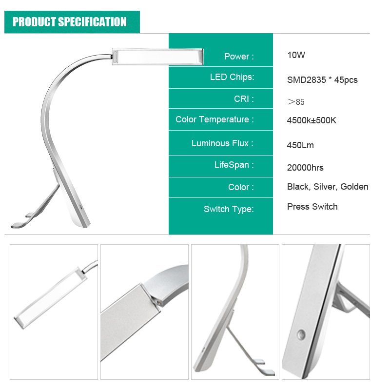 525 Flexible LED Desk Reading Light Touch Lamp for Computer Lap top Bedside SMD2835 LED Eye Care Daylight Lighting