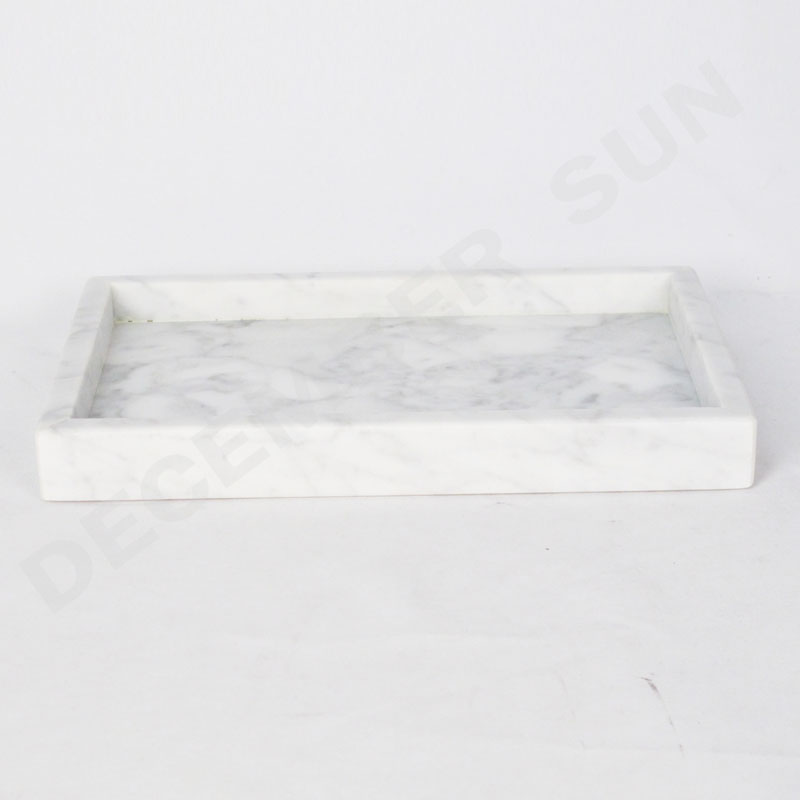 Handgemachtes Serviertablettset aus weißem Marmor