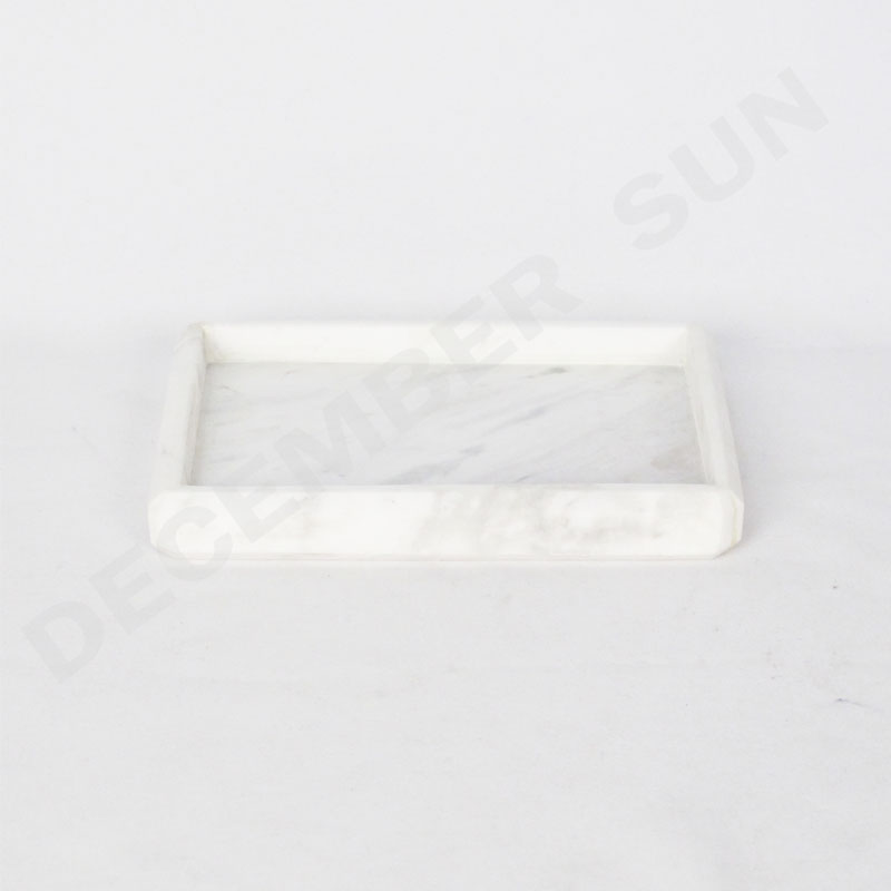 Handgemachtes Serviertablettset aus weißem Marmor