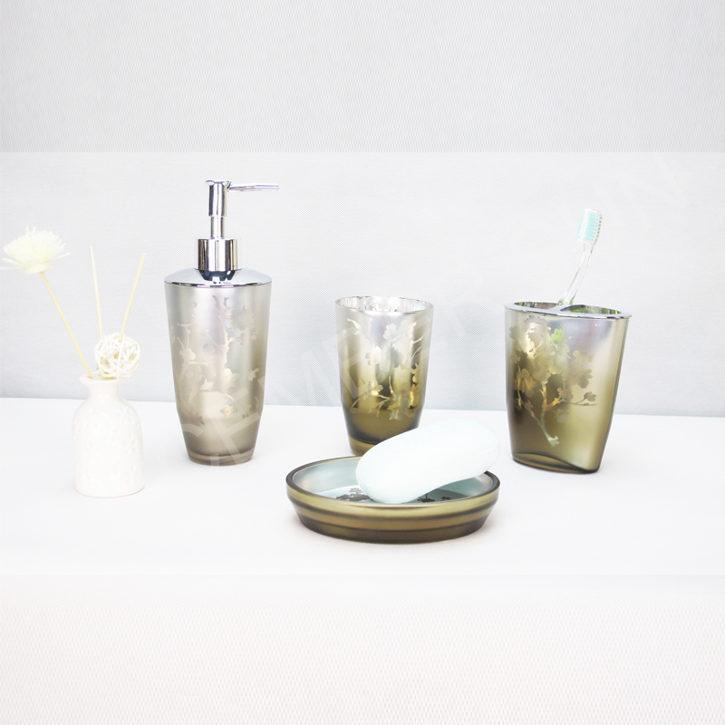 4-teiliges Badezimmerzubehörset aus Glas