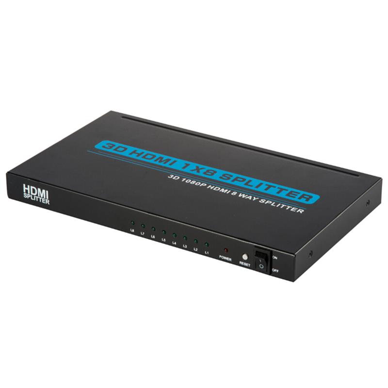 8 Anschlüsse HDMI 1x8 Splitter Unterstützung 3D Full HD 1080P