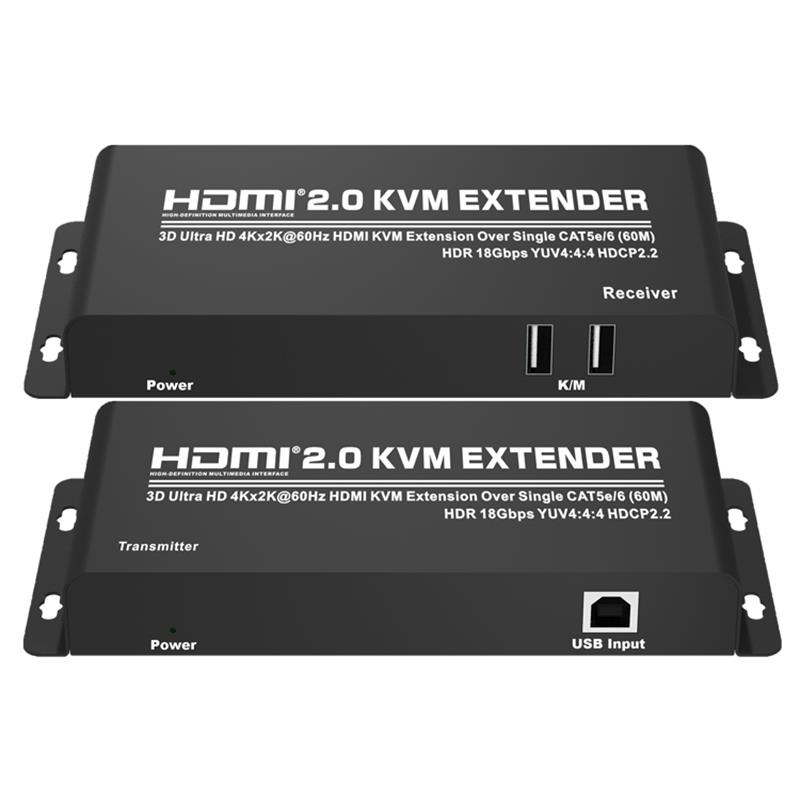 HDMI 2.0 KVM Extender 60 m über Single CAT5e / 6 Unterstützt Ultra HD 4Kx2K bei 60 Hz HDCP2.2