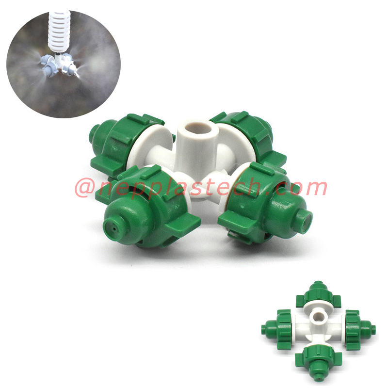 Cross Atomizing Sprayer Gewächshauskühlung und Befeuchtung beschlagen wassersparende Bewässerung Micro Mist Sprinkler