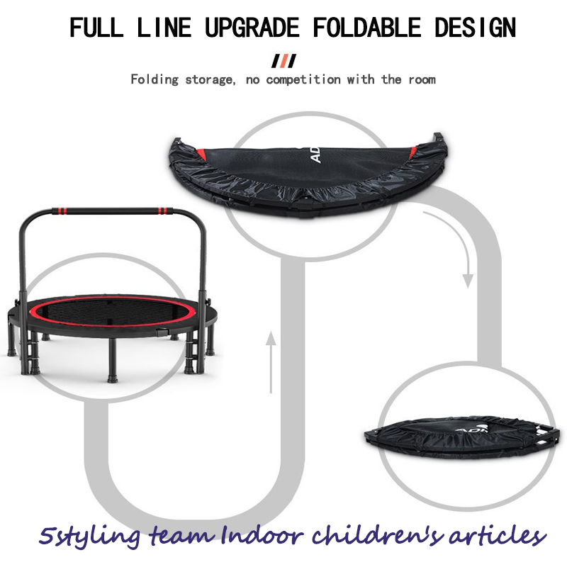 Kommerzielles Sechseck-Fitness-Trampolin für Erwachsene für Kinder im Innen- und Außenbereich, leises elastisches Seiltrampolin mit Handlauf