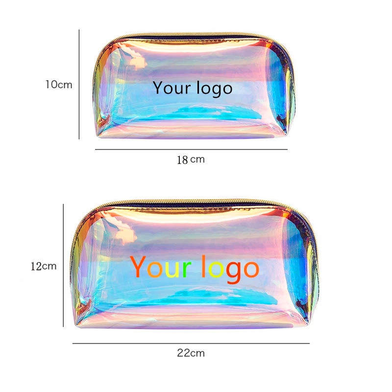 Benutzerdefinierte Transparente TPU Holografische Kosmetiktasche Personalisierter Laser Pvc Makeup Bag