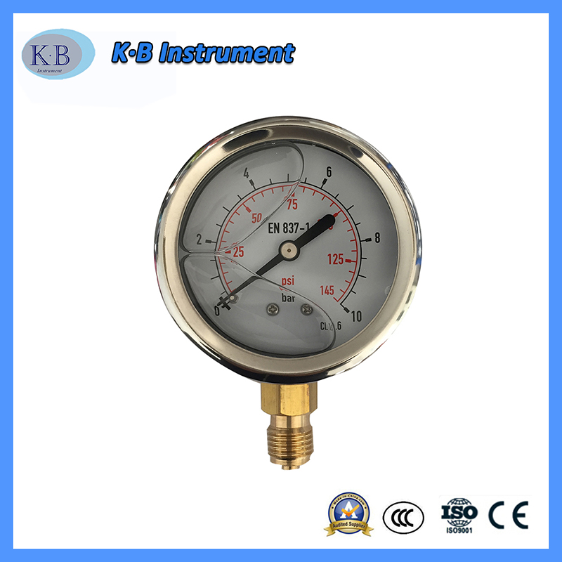 Flüssiggefülltes Messingwerk aus Edelstahl OEM Logo Manometer Manometer