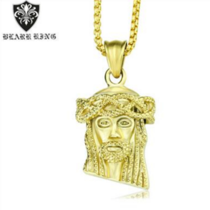 Retro Schmuck europäische und amerikanische Retro Persönlichkeit Jesus Portrait Edelstahl 18K Gold Men's Pendant retro Jesus Portrait Pendant