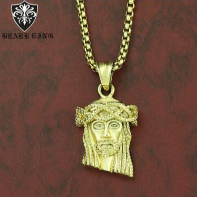 Retro Schmuck europäische und amerikanische Retro Persönlichkeit Jesus Portrait Edelstahl 18K Gold Men's Pendant retro Jesus Portrait Pendant