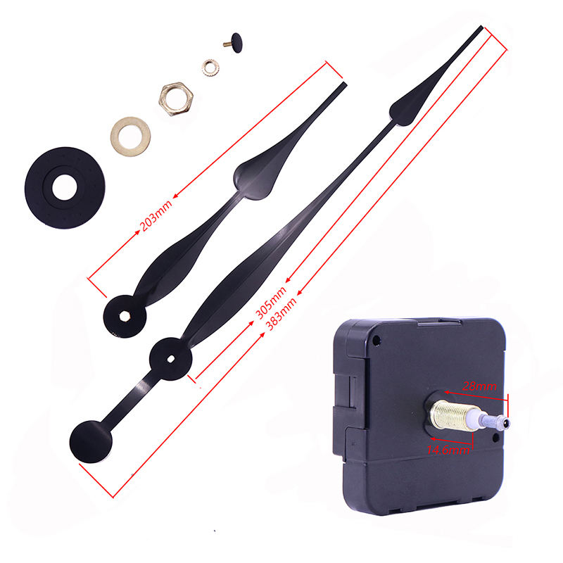 HR1688 23mm Quarz schwarz Uhrwerk und große Uhrzeiger