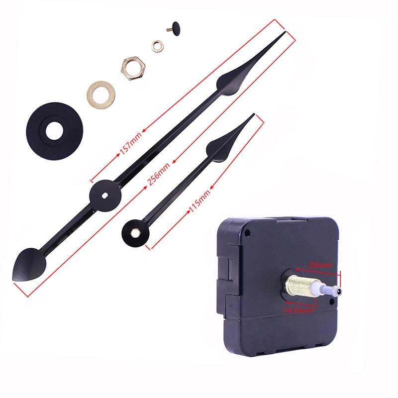 HR1688 23mm Quarz schwarz Uhrwerk und große Uhrzeiger