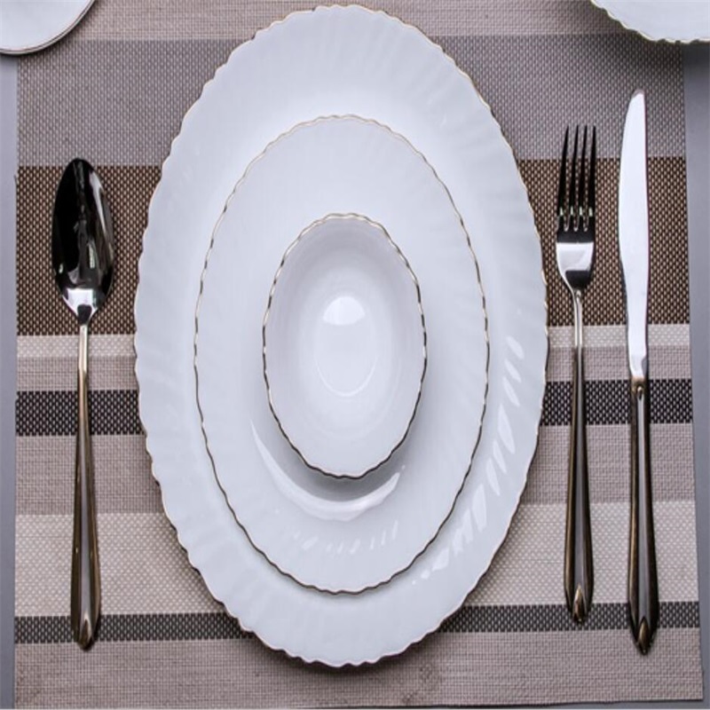 21G & Dinner Set mit goldener Linie Hitzebeständigkeit Opal Glassware