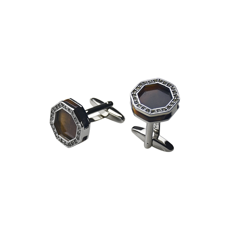 Tiger's Eye& Crystal Personalized Shirts Cuff Links