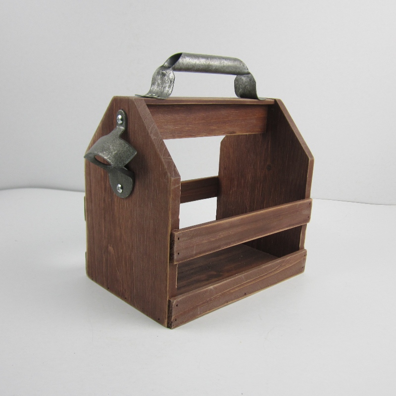 6er Pack Holzbierflasche Caddy mit Öffner
