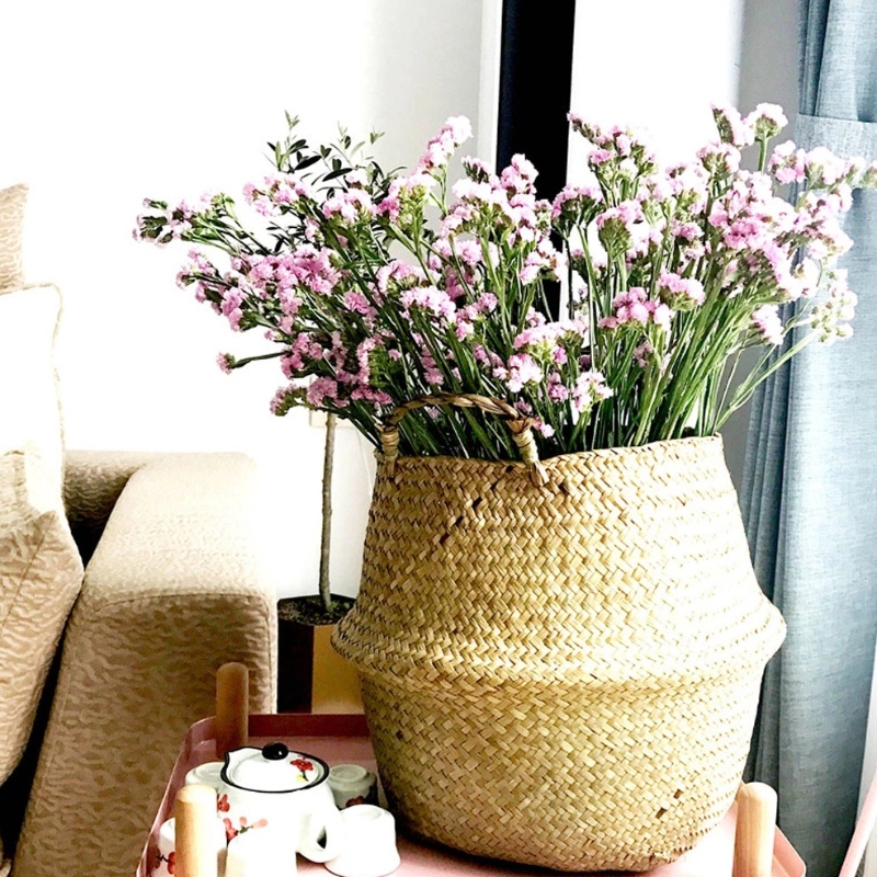 Gewebter Seegras-Bauchkorb zur Aufbewahrung Blumentopf-Hosenständer