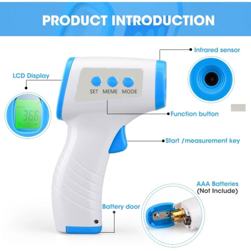 Digital Medical Non-connect Infared Forehead Thermometer Gun for Adult, for Fever, with CE