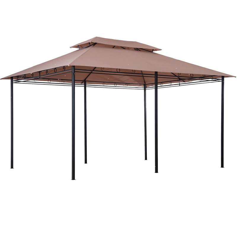 Outdoor 10 'x 13' 2-Tier Metallrahmen Pavillon mit Vorhängen für Patio