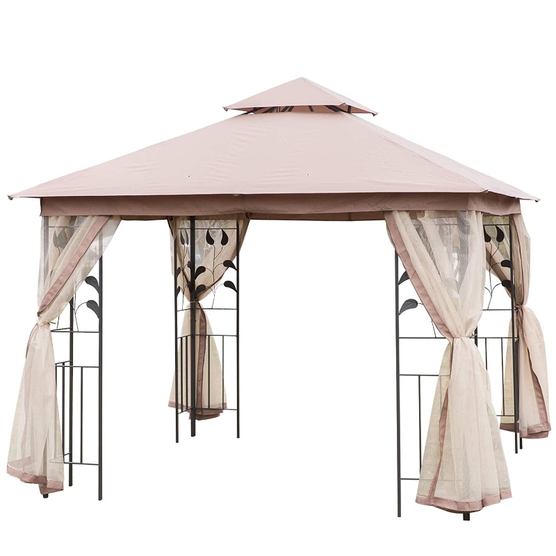 Outdoor Gazebo Steel Fabric Rechteck Zelt mit Mesh Vorhang