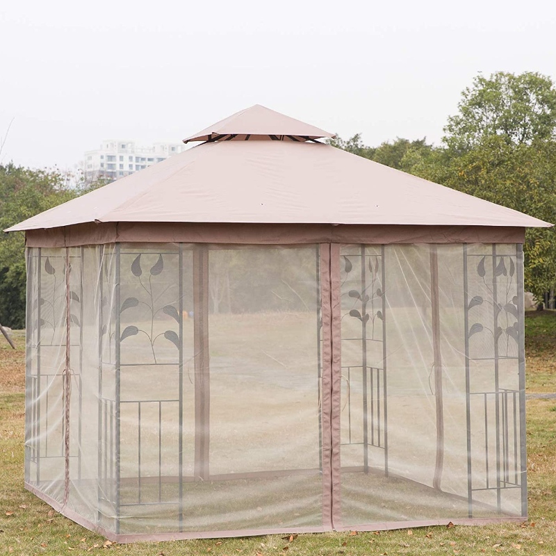 Outdoor Gazebo Steel Fabric Rechteck Zelt mit Mesh Vorhang