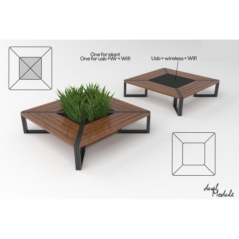 Neues Design Wireless Laden Smart Solar Garden Möbel Patio Bench für Park