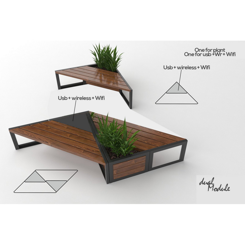 Neues Design Wireless Laden Smart Solar Garden Möbel Patio Bench für Park