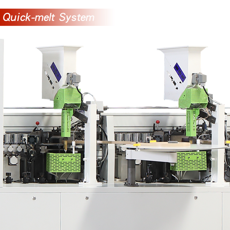 Optionale Konfiguration der Kantenbandmaschine: PUR-System / Schnellschmelzsystem