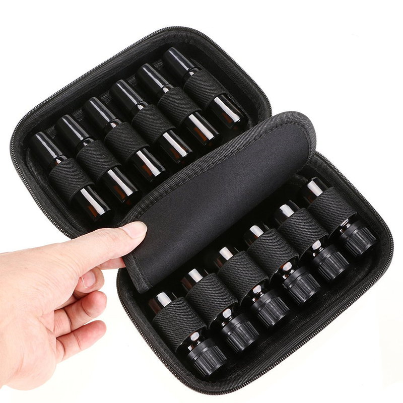 12 Gitter ätherische Ölbeutel Essenz Ölflasche Aufbewahrungstasche Reißverschluss tragbare ätherische Ölverpackungsbox Aufbewahrungsbox