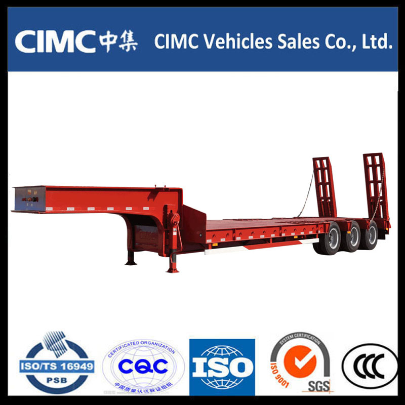 Cimc 3 Achse 70ton Low Bed Semi Trailer mit hydraulischer Rampe