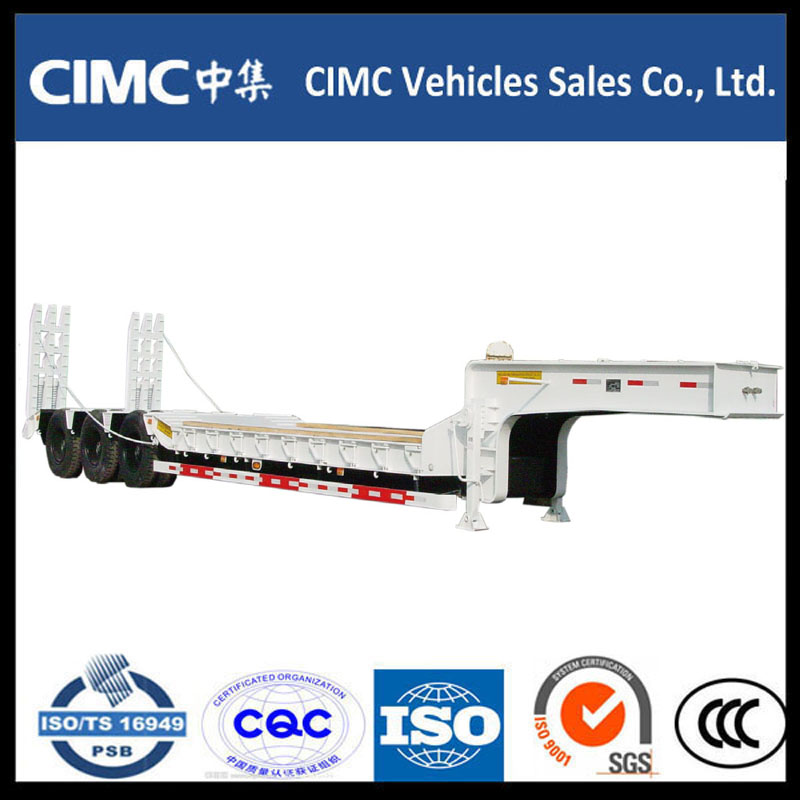 Cimc 3 Achse 70ton Low Bed Semi Trailer mit hydraulischer Rampe