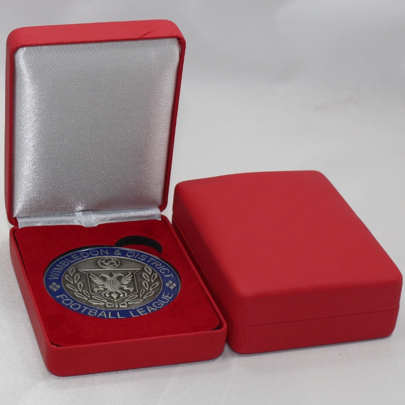 Artikel T-03 Medaillenbox mit Flanell- oder PU-Leder für 35-50 mm Münze, Abzeichen ＆ kleine Medaille usw. mm.70 * 91 * 35 mm, Gewicht ca. 92 g