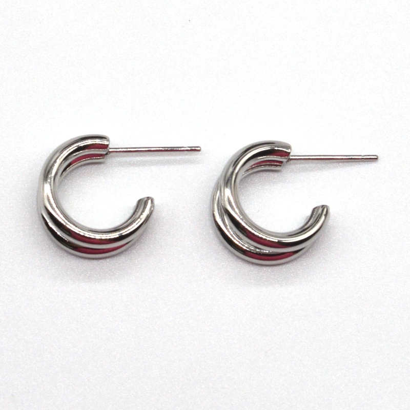 Dicke silberne Creolen Doppel C-Ring Retro geometrische Metall Rock Punk runde Kreis baumelnde Ohrringe für weibliche Mädchen Ohrringe Schmuck China Ruifanbao Schmuck Verarbeitungsfabrik