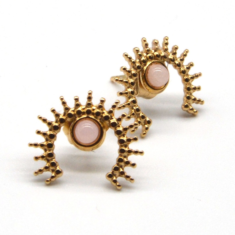 Vergoldete Achatohrringe, Edelstahlgold-Damenohrringe China Ruifanbao Schmuckverarbeitungsfabrik