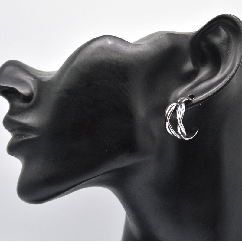 Silberohrringe Doppel-C-Form Runde Kreis Ohrringe Statement für Mädchen Elegante Ohrringe Schmuck China Ruifanbao Schmuckfabrik