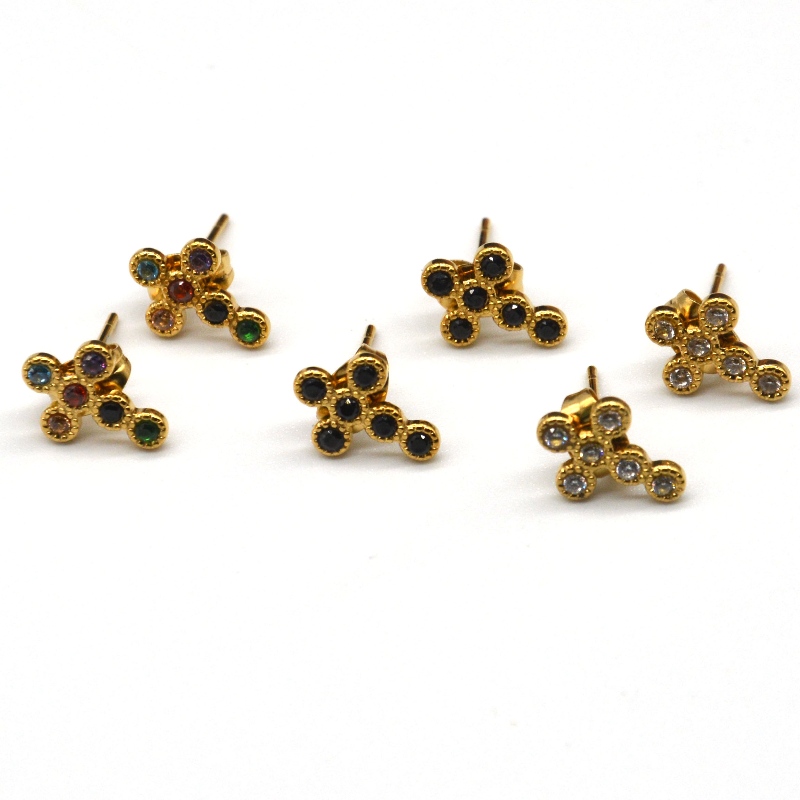 Damen Kreuz Zirkonia Mini Pavé Kreuz Ohrringe China Ruifanbao Schmuckverarbeitungsfabrik