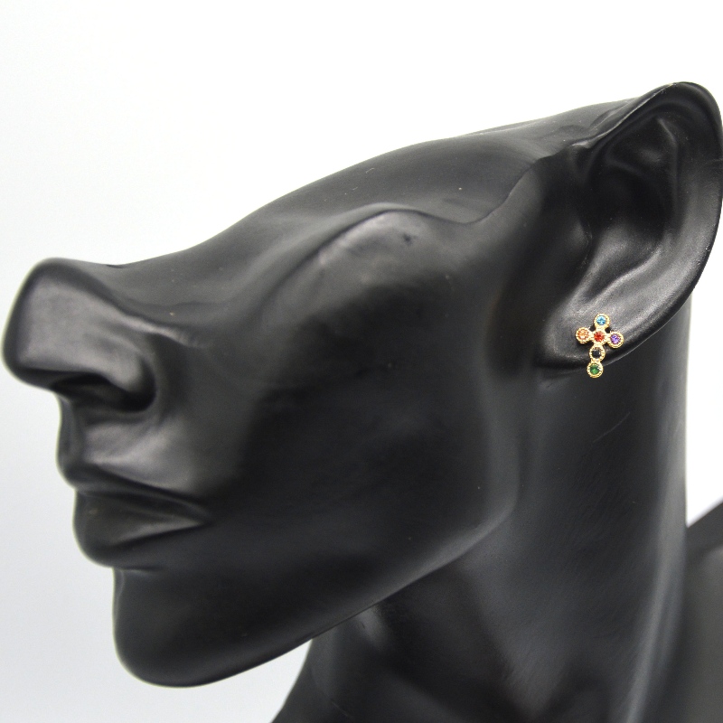 Damen Kreuz Zirkonia Mini Pavé Kreuz Ohrringe China Ruifanbao Schmuckverarbeitungsfabrik