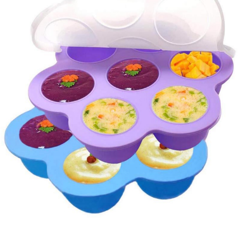 Silicon Food Box 7-Loch multifunktionale Eisgitter Babynahrung Babynahrung Box portable