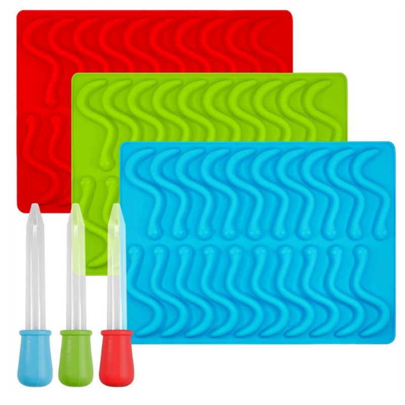 Silikonwurm Candy Modell Raupe Form Fische Insekten Schokolade Modell kleine Schlange Eis Gitter