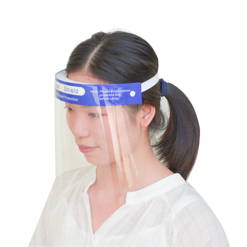 Benutzerdefiniertes Logo Wiederverwendbares Vollgesichtsvisier Transparentes Kunststoff-Gesichtsschutz-Stirnband mit Schwamm